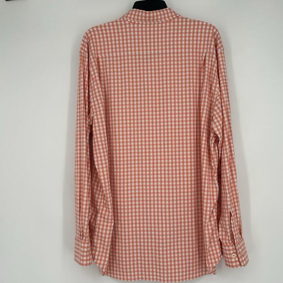 Southern Tide Nassau Gingham Performance Shirt Orange Long Sleeve Size XL - Picture 6 of 10